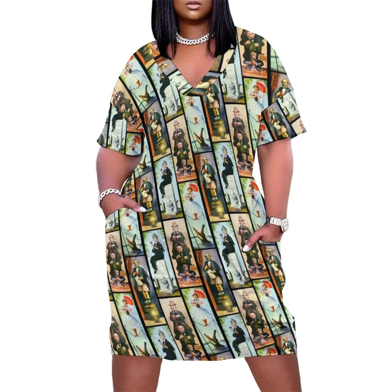 

Haunted Mansion Stretch Paintings Loose Pocket Dress long sleeve dress beach dress wedding dresses for woman