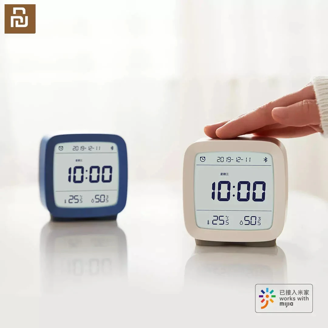 Original Youpin Qingping Mijia Bluetooth Despertador Temperatura e Umidade Monitoramento Noite Luz Três-em-um