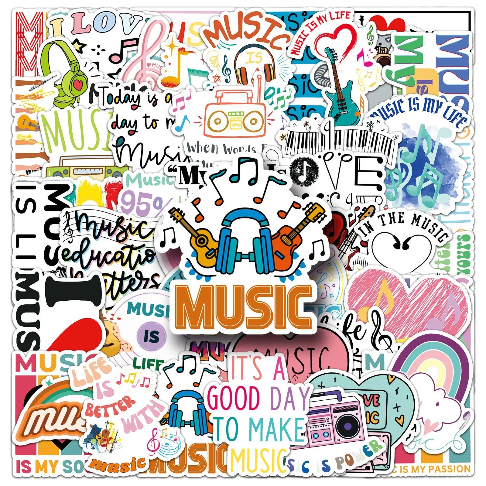 

10/50pcs Funny Inspirational Musical Note Graffiti Stickers Aesthetic Decals DIY Scrapbooking Laptop Guitar Skateboard Sticker