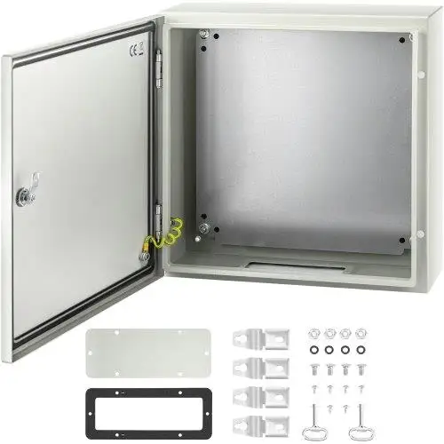 20x20x6 NEMA 4X Steel Enclosure Box - IP66 Waterproof & Dustproof Junction Box for Outdoor/Indoor Use, Includes Mounting