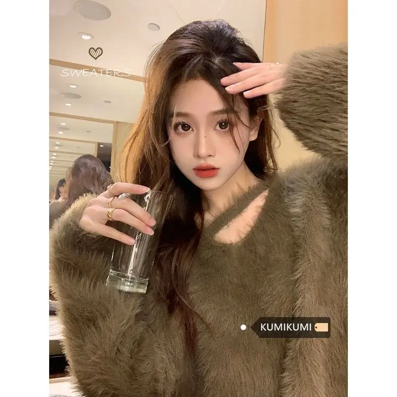 

Свитера Джемперы Пуловеры Женские Rockl Акрил Faded Wash Y2K Винтаж Мешковатые Повседневные Альтернативные Уличные Городские Зимние Крутые 90S Теплые