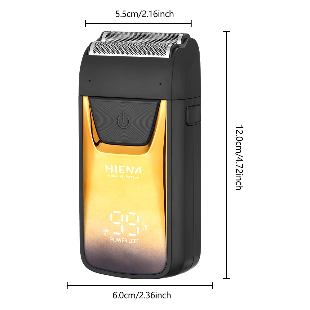 HIENA Men's Reciprocating Electric Shaver, USB Rechargeable Portable Razor with Ultra-thin Foil Head, Beard Trimmer