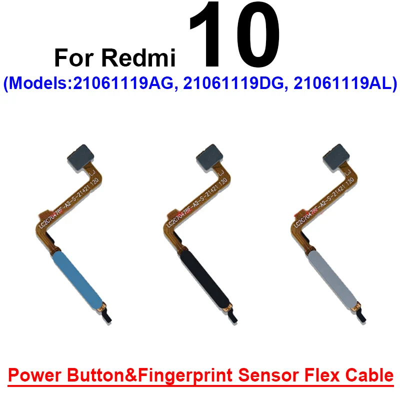 Fingerprint Sensor Flex Cable For Xiaomi Redmi 10 10 Prime 2022 5G Finger Print Power Button Home Key Touch Flex Ribbon Parts