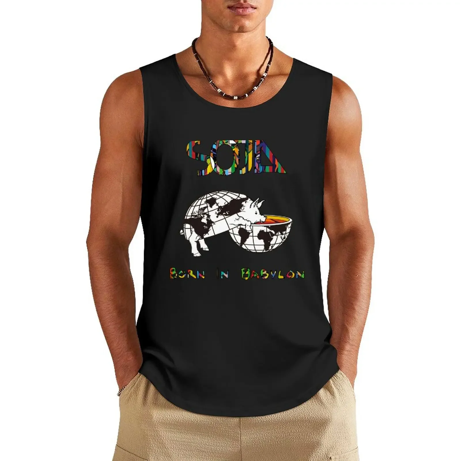 

SOJA Born in Babylon Tank Top T-shirts men gym clothes man fitness Men's sleeveless