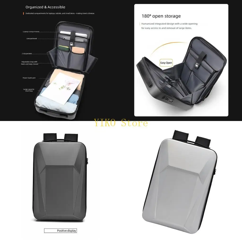 K32C Rigid Shell Computer Bag with Lock Detail Laptop Backpack for Work and Travel