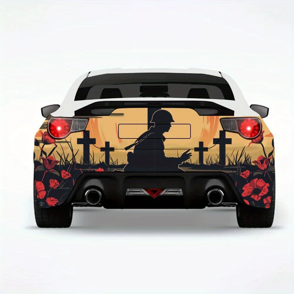 War_Memorial_Poppy_Field Car Sticker-Vinyl Decal for Car Rear, Waterproof Self-Adhesive Vinyl Stickers for Vehicle Tail & Bumper