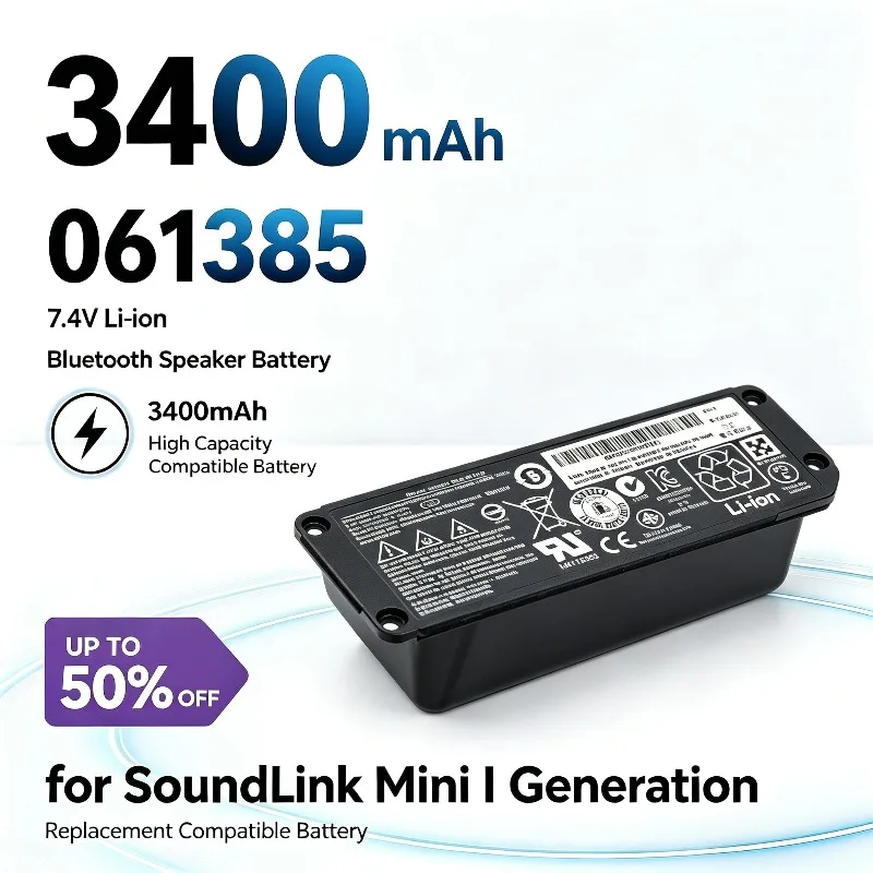 061385 3400mAh 7.4V Bluetooth Speaker Battery for SoundLink Mini I Generation Replacement Compatible Battery 061384