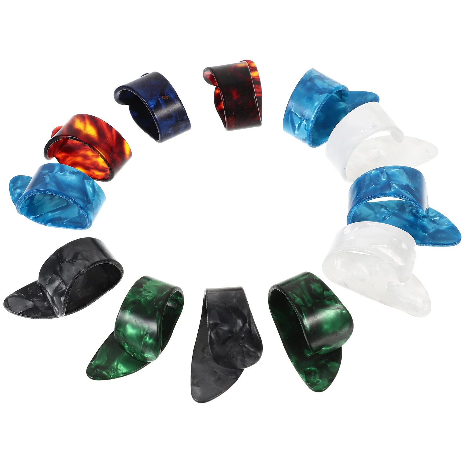 

12pcs Guitar Finger Picks Xylonite Thumb Style Thick Picks For Electric Acoustic Bass Ukulele Comfortable Finger Protectors Long