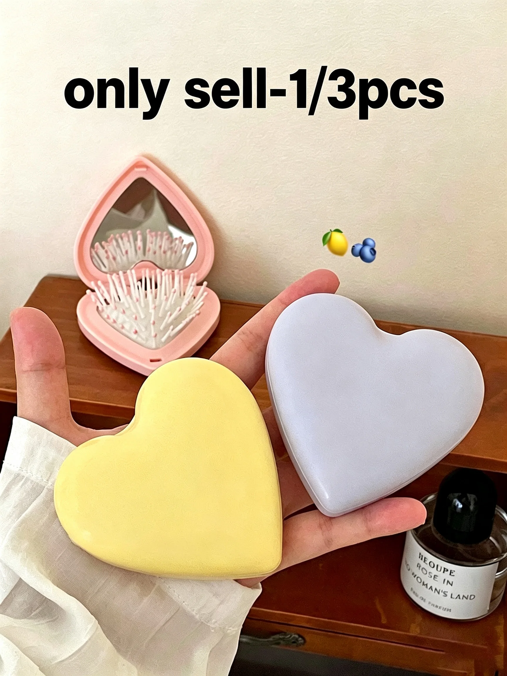 1/3 Piece Set Heart-Shaped Folding Massage Comb - Valentine's Day And Party Gift ABS Plastic Material Birthday Gift for Women Bo