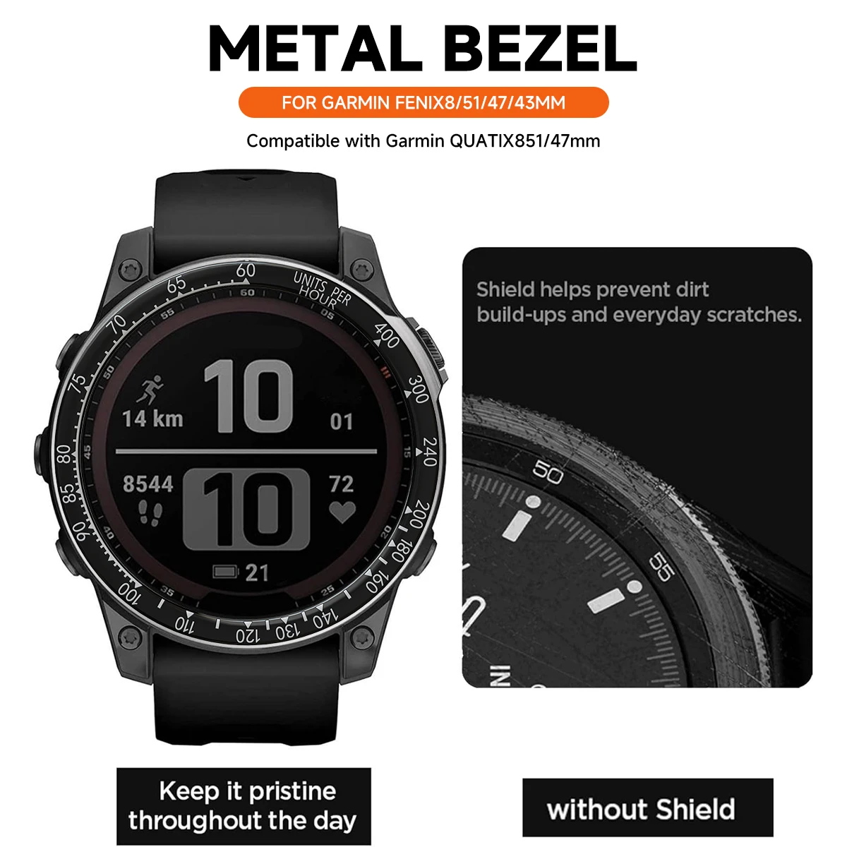 Stainless Steel Bumper Cover For Garmin Fenix 8 51mm 43MM 47MM Paste install Metal Bezel Ring Protective Quatix8 51 43 47mm