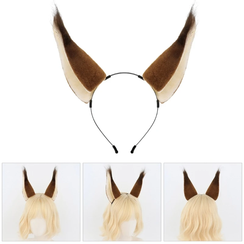 Lolita Faux Fur Cat Ear Headband Anime Costume Plush Hair Hoop for Music Festival Halloween Carnival Party Cosplay Photo Props