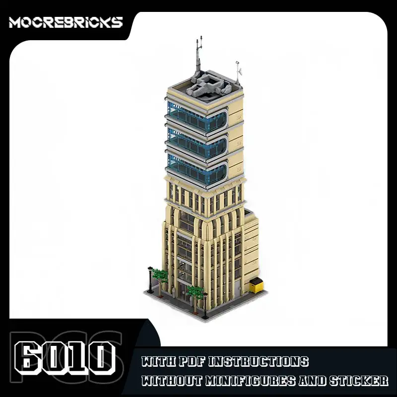 Modular Building Block Fantastic Four Tower MOC New City Street View Architecture Model Creative Bricks Desktop Decorative Toy