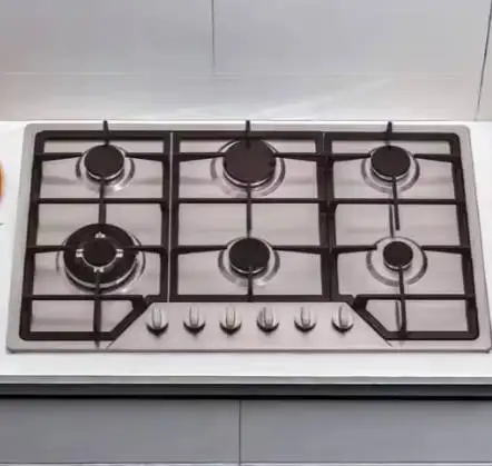 Kitchen Cooktop Tempered Glass Flameout Protection Built-In 6 Burner Hob Gas Stove