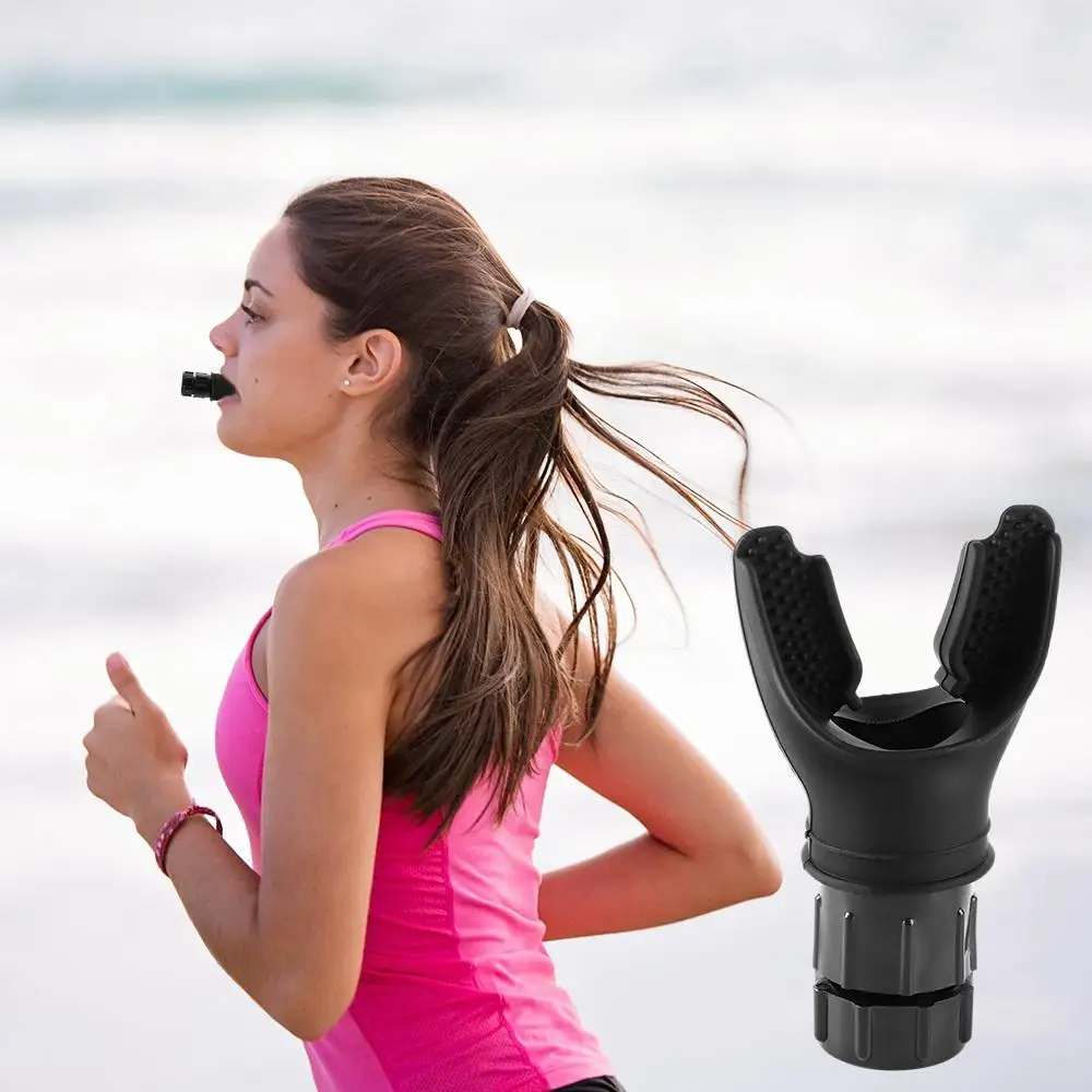 Fitness Equipment Lung Respirator Adjustable Silicone Silicone Breathing Mouthpiece Respirator Black