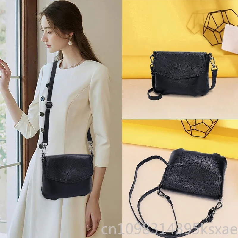 Women's multilayer Crossbody Shoulder Bag Genuine Leather Lightweight Small Square Fashion Chic Versatile