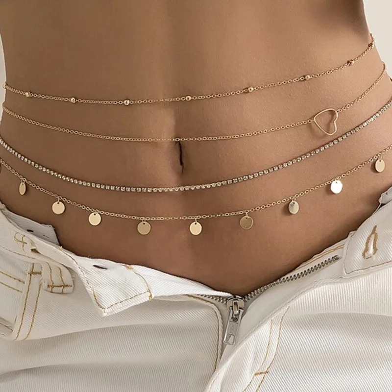 3ชิ้น/เซ็ตเซ็กซี่ Vintage Aesthetic Belly ลูกปัด Chain Chain Belt Chain Streetwear ฤดูร้อนผู้หญิงแฟชั่นเครื่องประดับ Y03