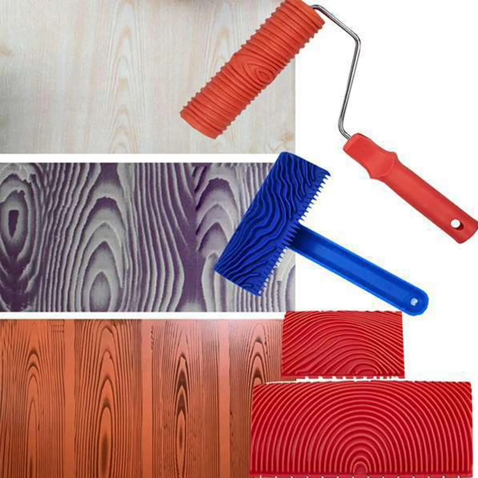 Wood Graining Tool 8 Pieces Pattern Texture Making Roller Wood Grain Paint Roller For Home Door Furniture Table Cabinet Counter