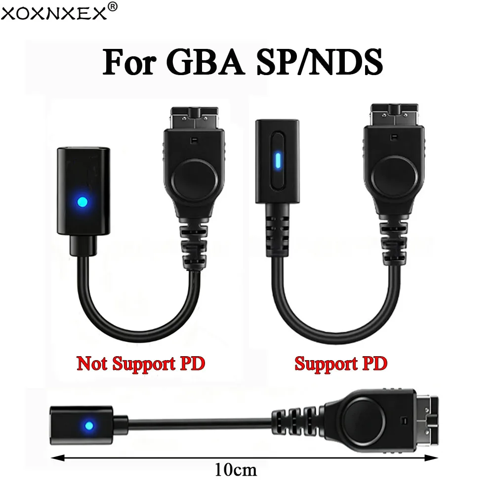 1/2Pcs Type-C Female Charging Adapter Cable For GBA SP NDS Game Console 10cm With LED Indicator PD/Non-PD Power Cord Accessory