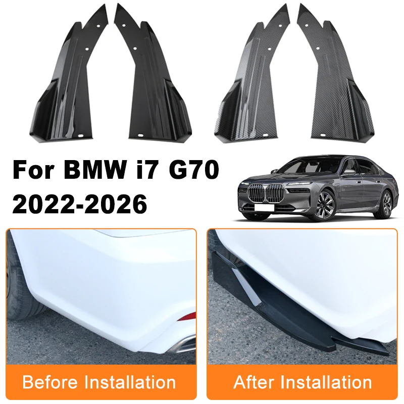 

Car Rear Bumper Spoiler Lip Diffuser Side Skirt Splitter Wrap Angle Anti-Crash Protection For BMW i7 G70 2022-2026 2023 2024