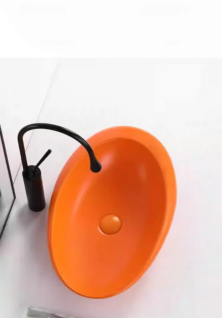 

Light luxury and simple oval ceramic countertop basin,creative design washbasin,handmade art decoration countertop basin YX648KJ
