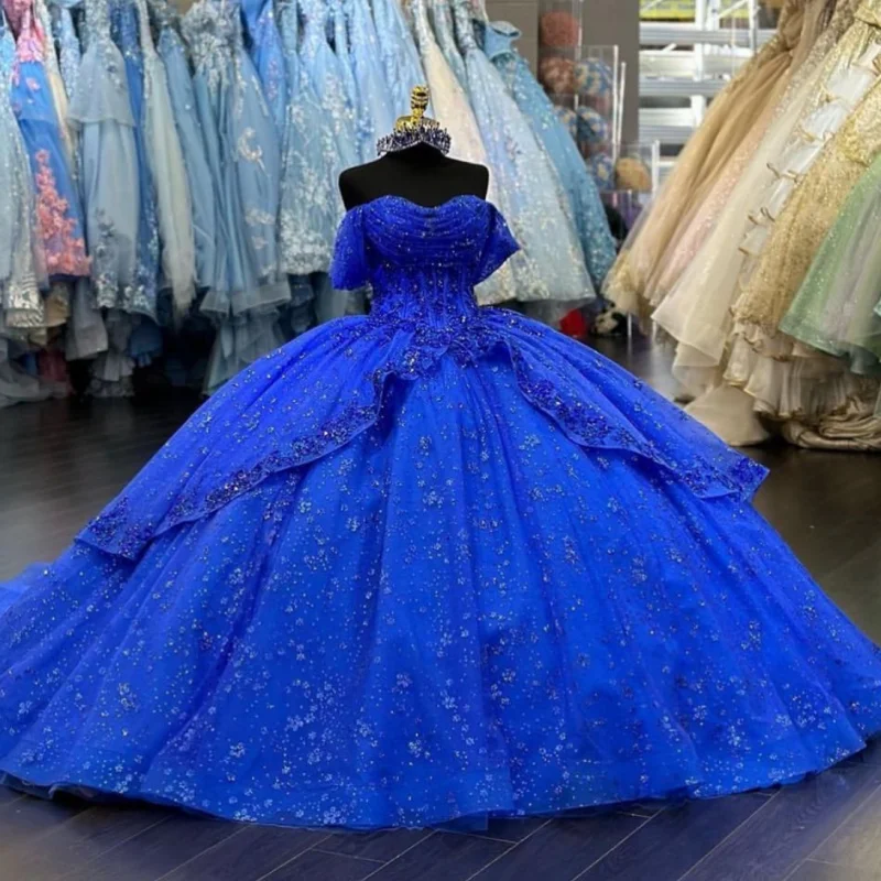 Royal Blue Quinceanera Dresses 2025 Ball Gown 15 Year Old  Shiny Beads Lace Appliques Sweet 16 Birthday Princess Prom Dresses