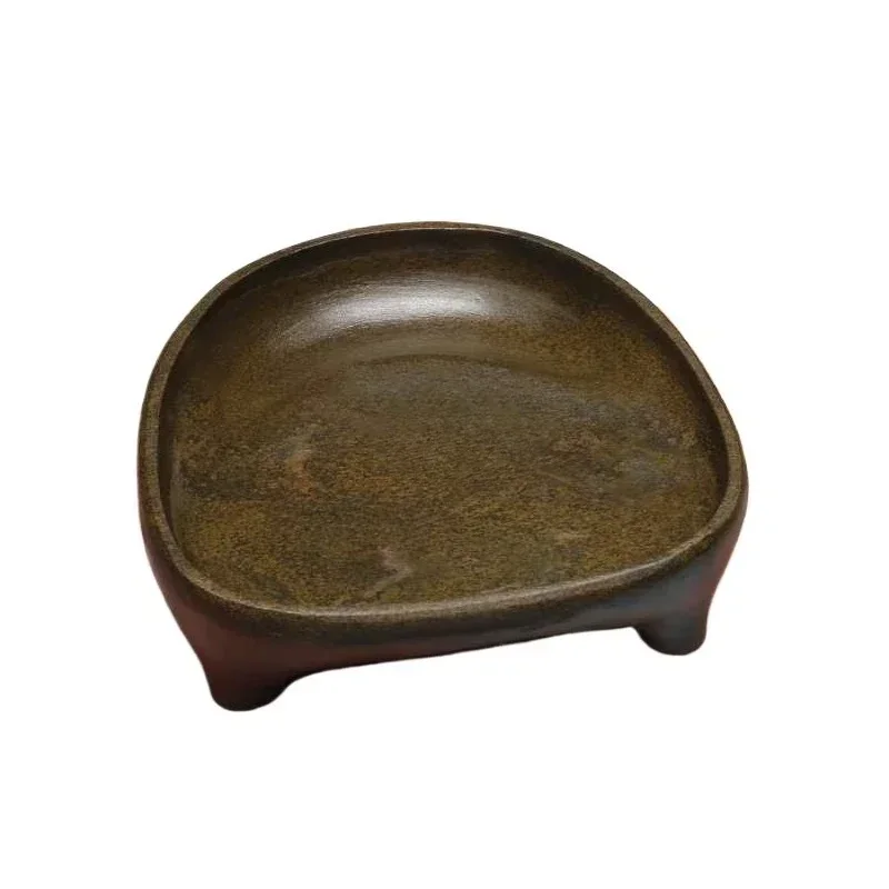 She Yan Laokeng yellow croaker seed wind character inkstone three-legged inkstone palm treasure small play