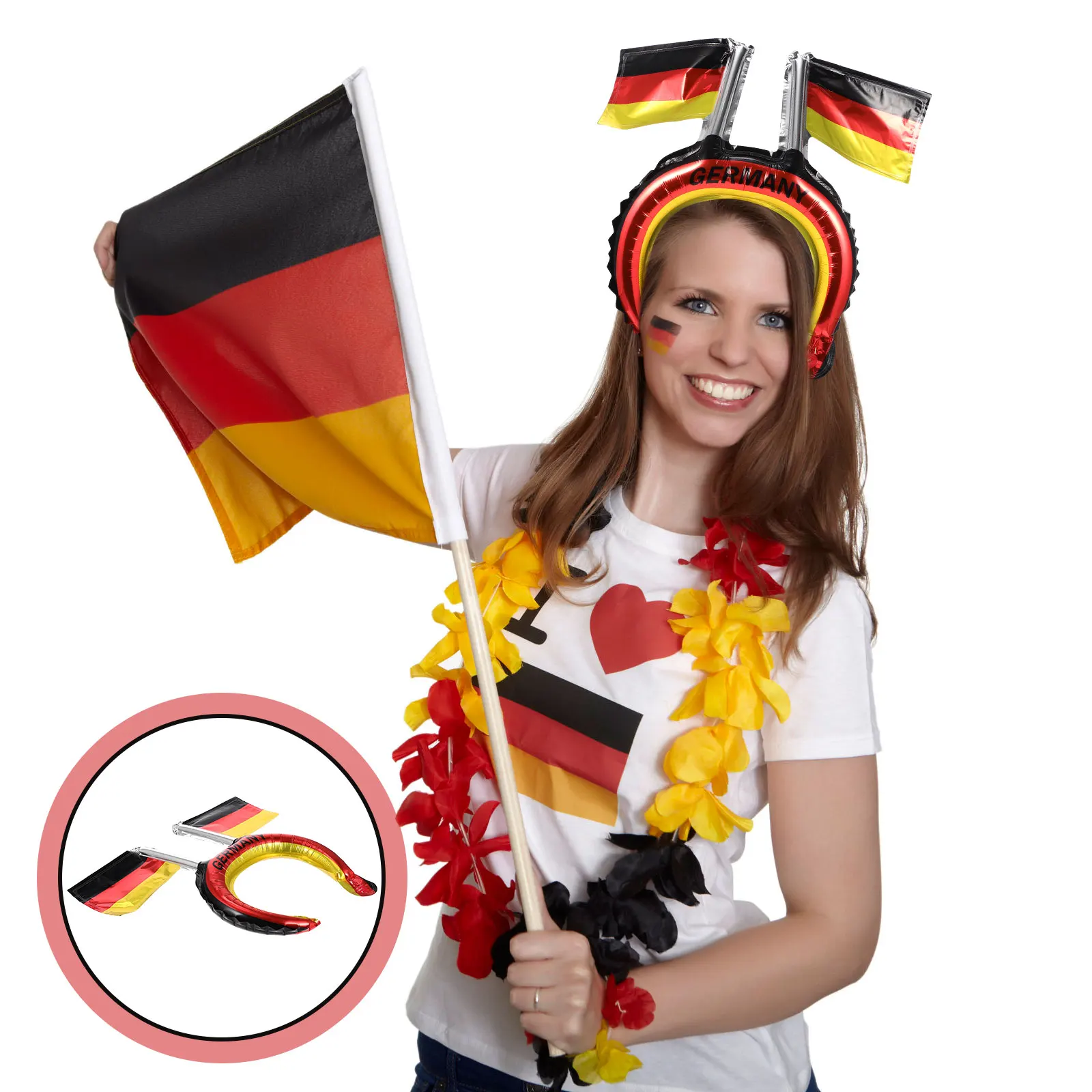 20pcs Flag Headdress Sports Competition Inflatable Headband For Soccer Party Football Fans Cheer Hairband Party