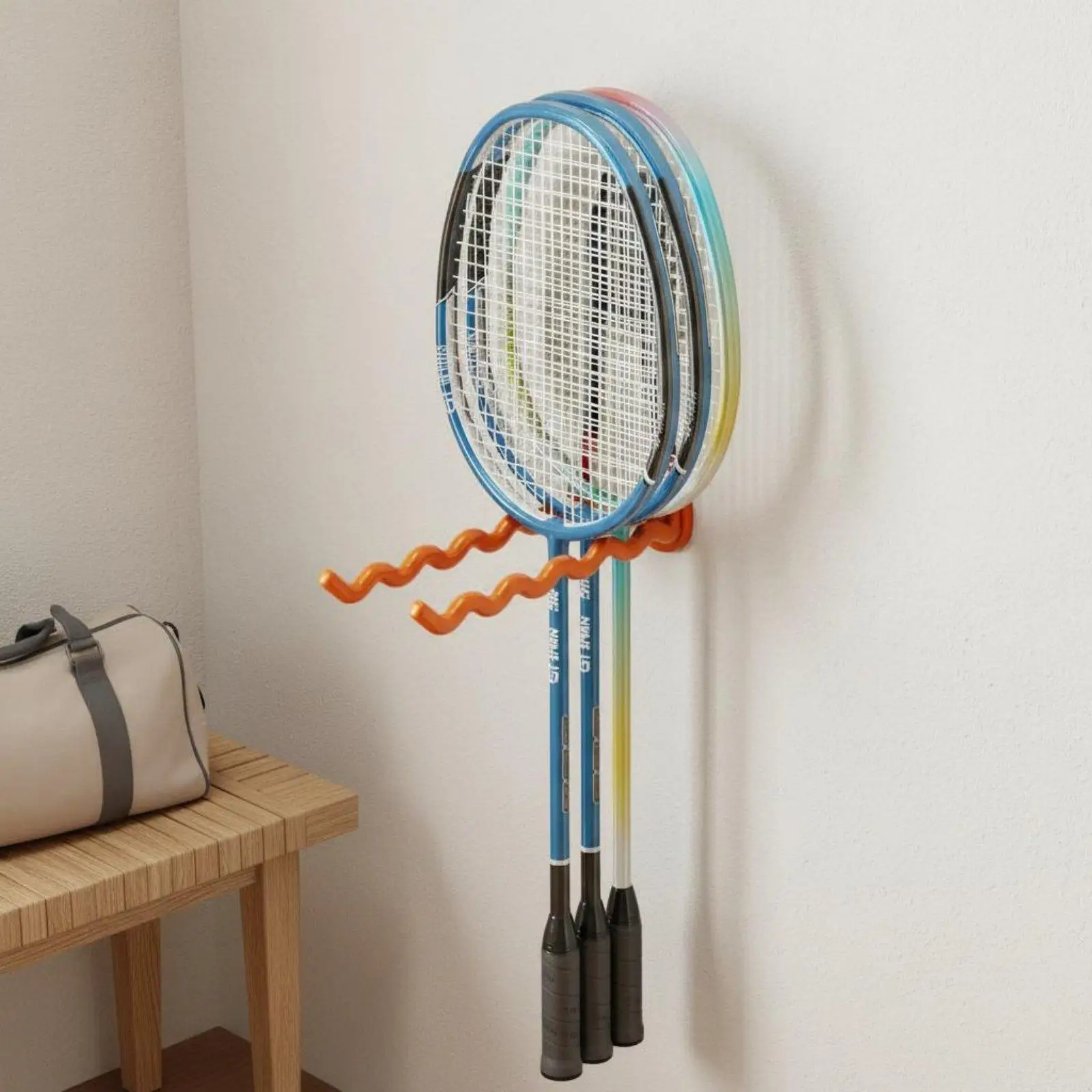 Wall Mount Rack Multi Racket Holder Carbon Steel Protective Storage Stand for Home Gym Tennis Organization