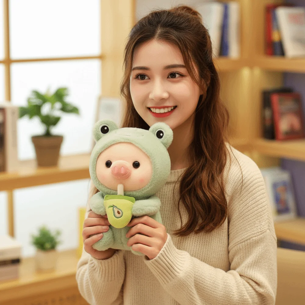 

Plushies Cute Cartoon Design Cartoon Pig Rabbit Hat Kawaii Style Stuffed Animals Transformed Design Bubble Pig Bed Decoration