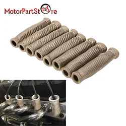 Spark Plug Boots Protector Insulator Spark Plug Wire Heat Shield Sleeve Cover 2500° for SBC BBC LS1 LS2 350 454,Titanium Fibres