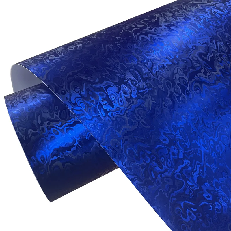 Premium PET Chrome Satin Blue Forged Vinyl Wrap Film Cosmic Ghost Strukturierter selbstklebender Aufkleber Car Wrapping Air Release