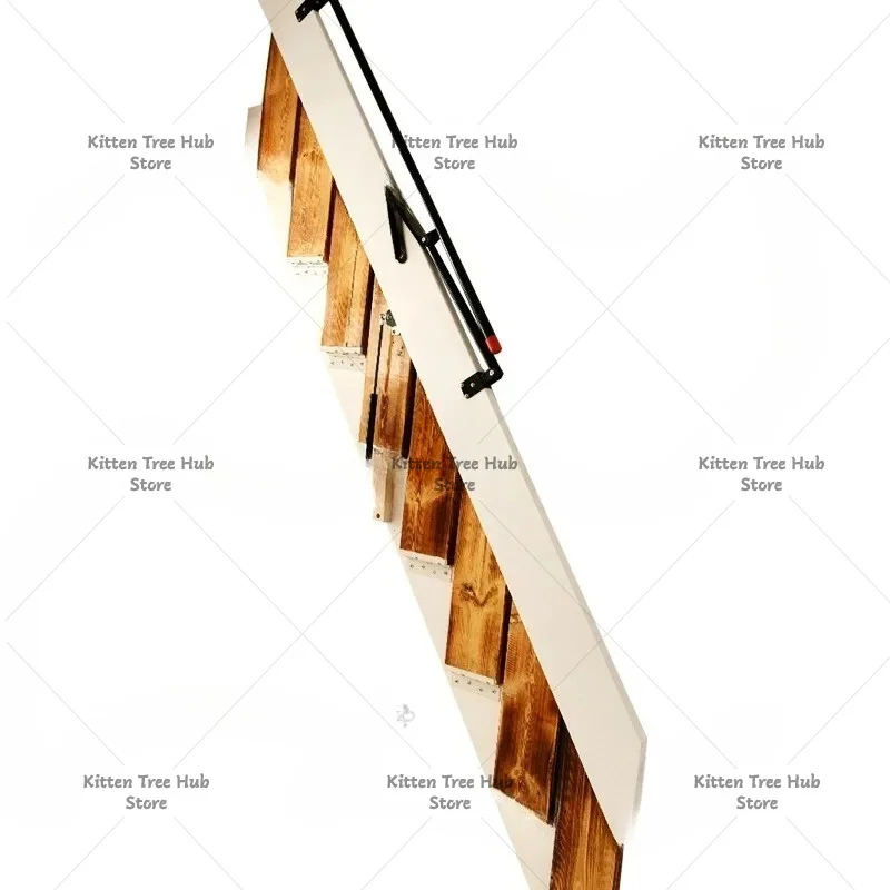 Solid Wood Folding Staircase Household Simple Wall Loft Attic Car Warehouse Climbing High And Easy To Customize