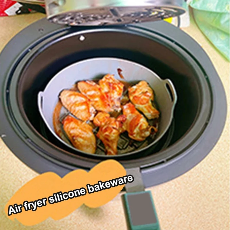 ABHG Airfryer Silicone Pot Multifunctional Air Fryers Oven Accessories Bread Fried Chicken Pizza Basket Baking Tray