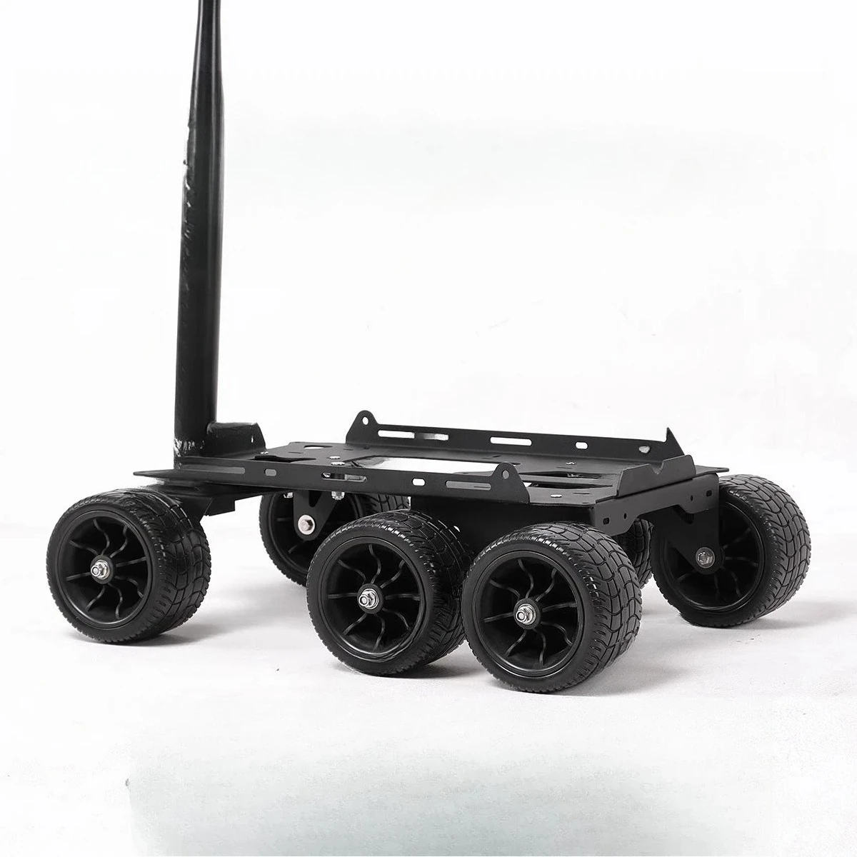 

Metal Black 6 Wheel Camper Trailer Outdoor Lunar Camp Vehicle