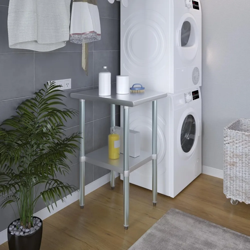 24 بوصة. × 18 بوصة. طاولة عمل ستانلس ستيل |   طاولة إعداد المطبخ NSF |   طاولة معدنية فائدة #6