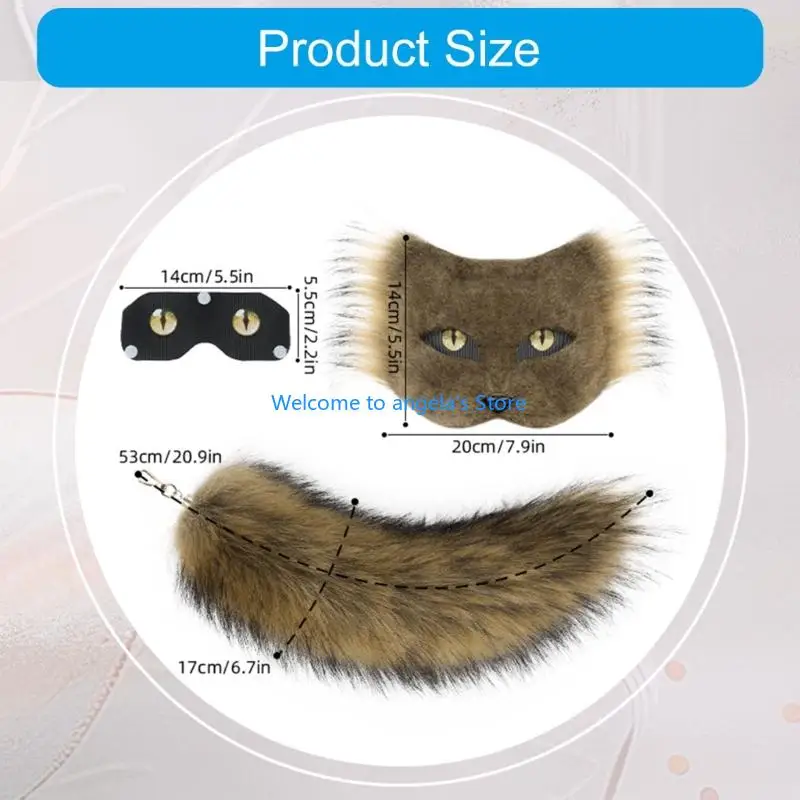 X4yc Craftable Cats เครื่องแต่งกายชุดอุปกรณ์เสริมด้วยหางที่ถอดออกได้สำหรับตัวละครคอสเพลย์ฮาโลวีนและโครงการศิลปะ