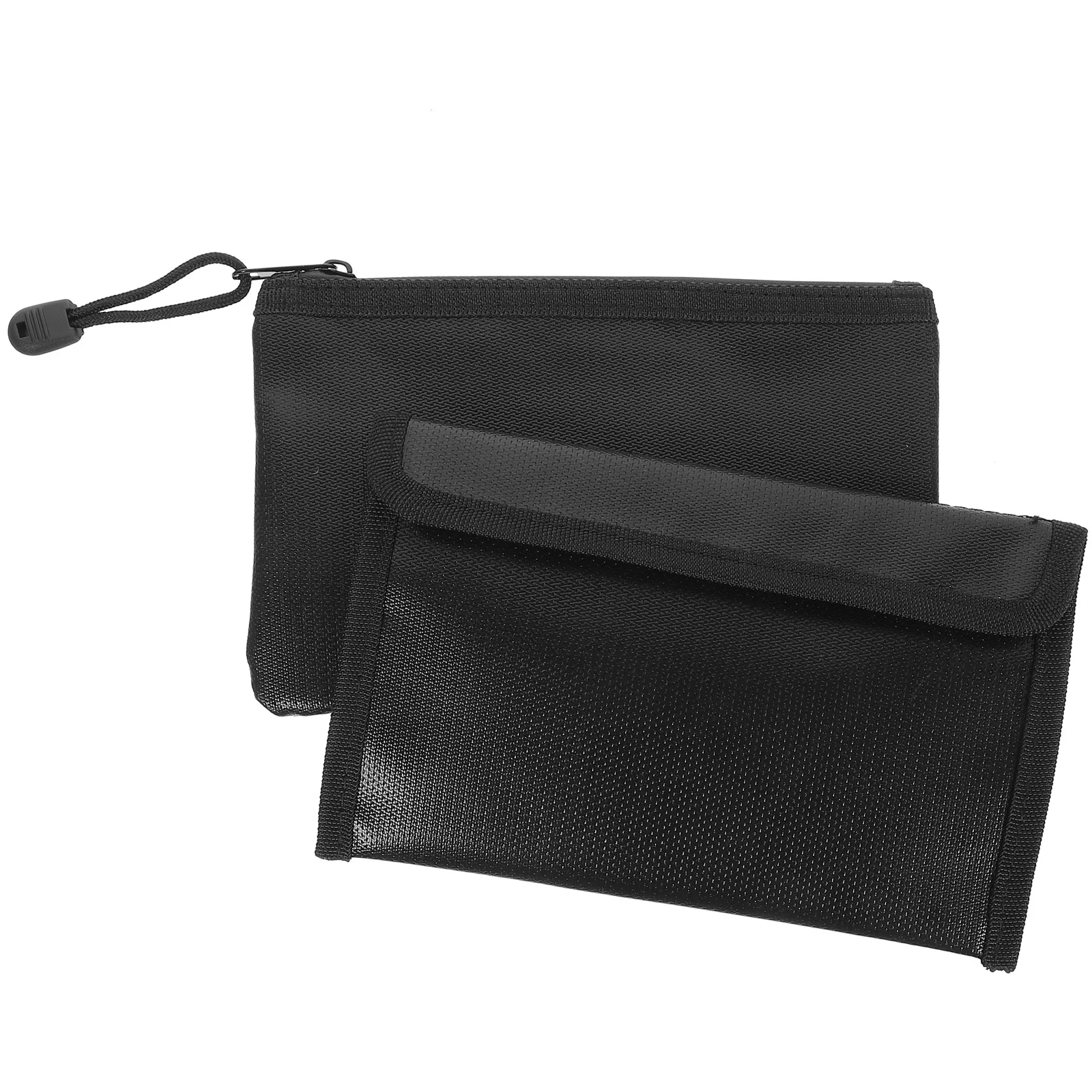 Fireproof File Bag Documents Zippered Pouch High Temperature Resistance Black Office