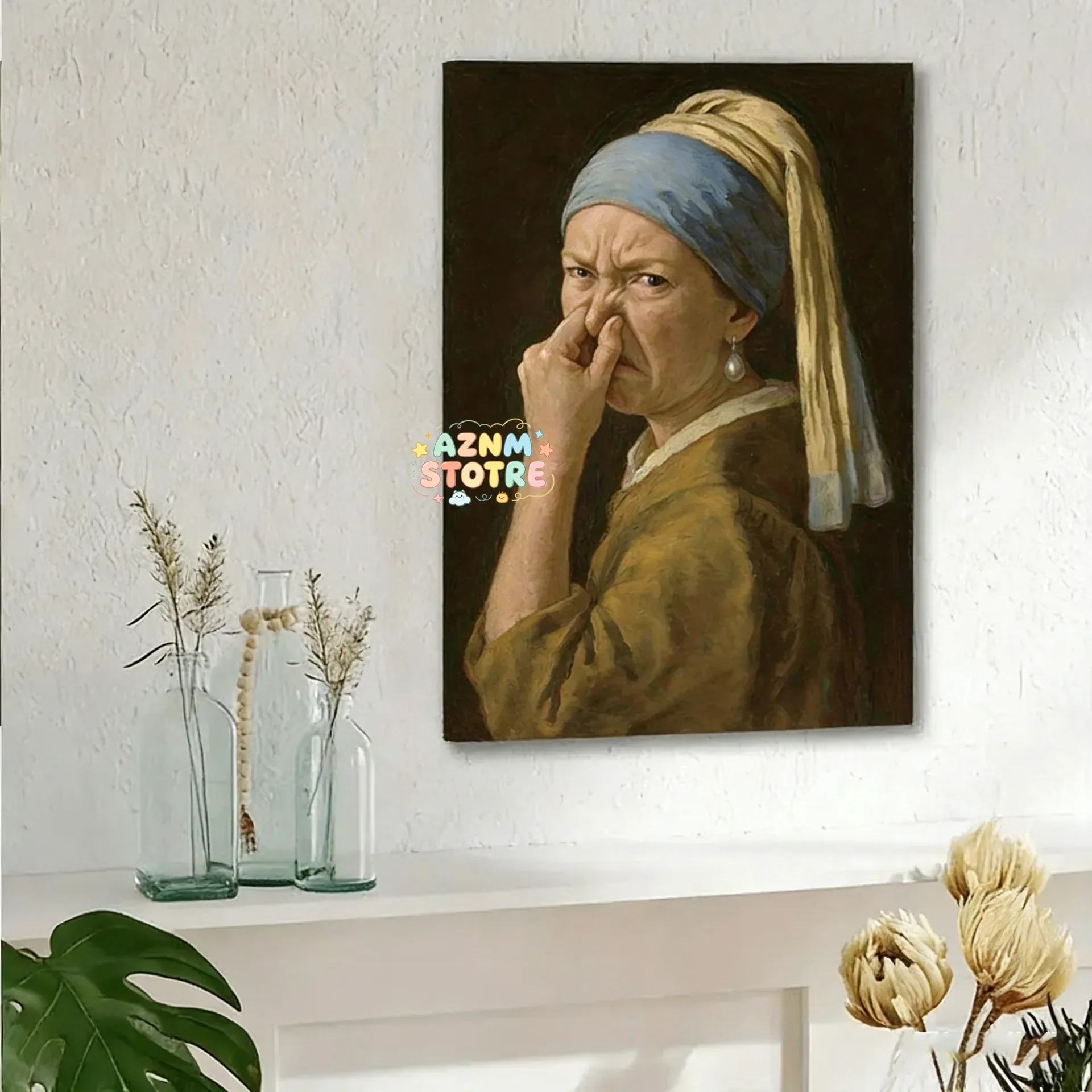 Classic Masterpiece Girl with Pearl Earring Canvas Print Bedroom Vintage Wall Decor Poster
