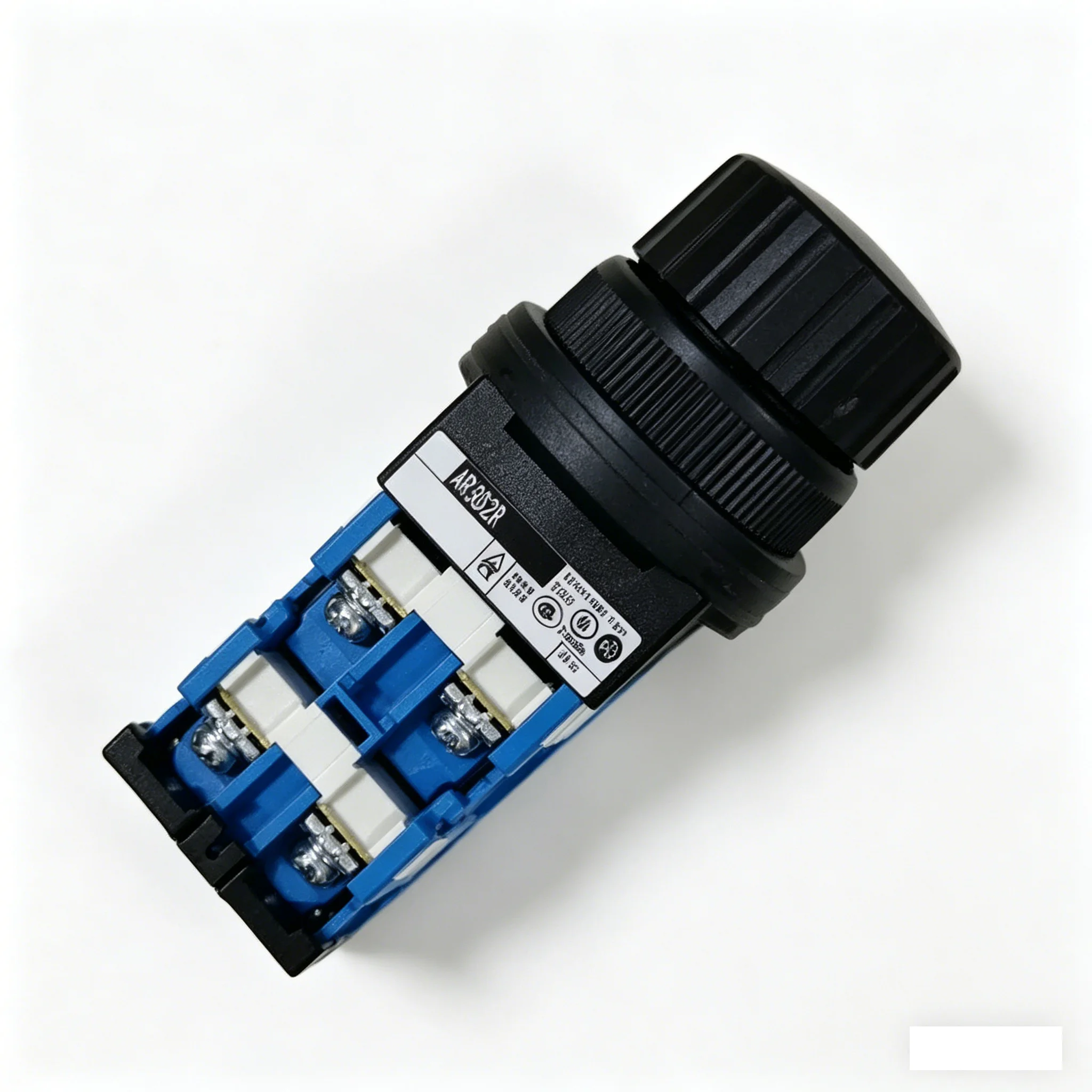 AR30S2R-20B 30mm Selector Switch, 2-Position 90° Rotary Knob, IP65 Waterproof Panel Mount Push Button Switch, Black