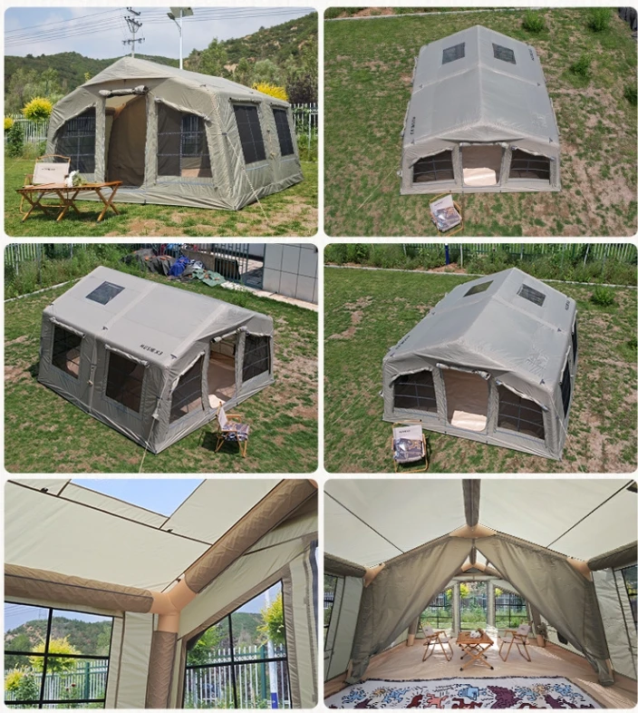 Large Size Outdoor Shelter Quick-open Inflatable Tents Wind and Rain Resistant Canopies Hiking Oxford Cloth Fabric Flysheet