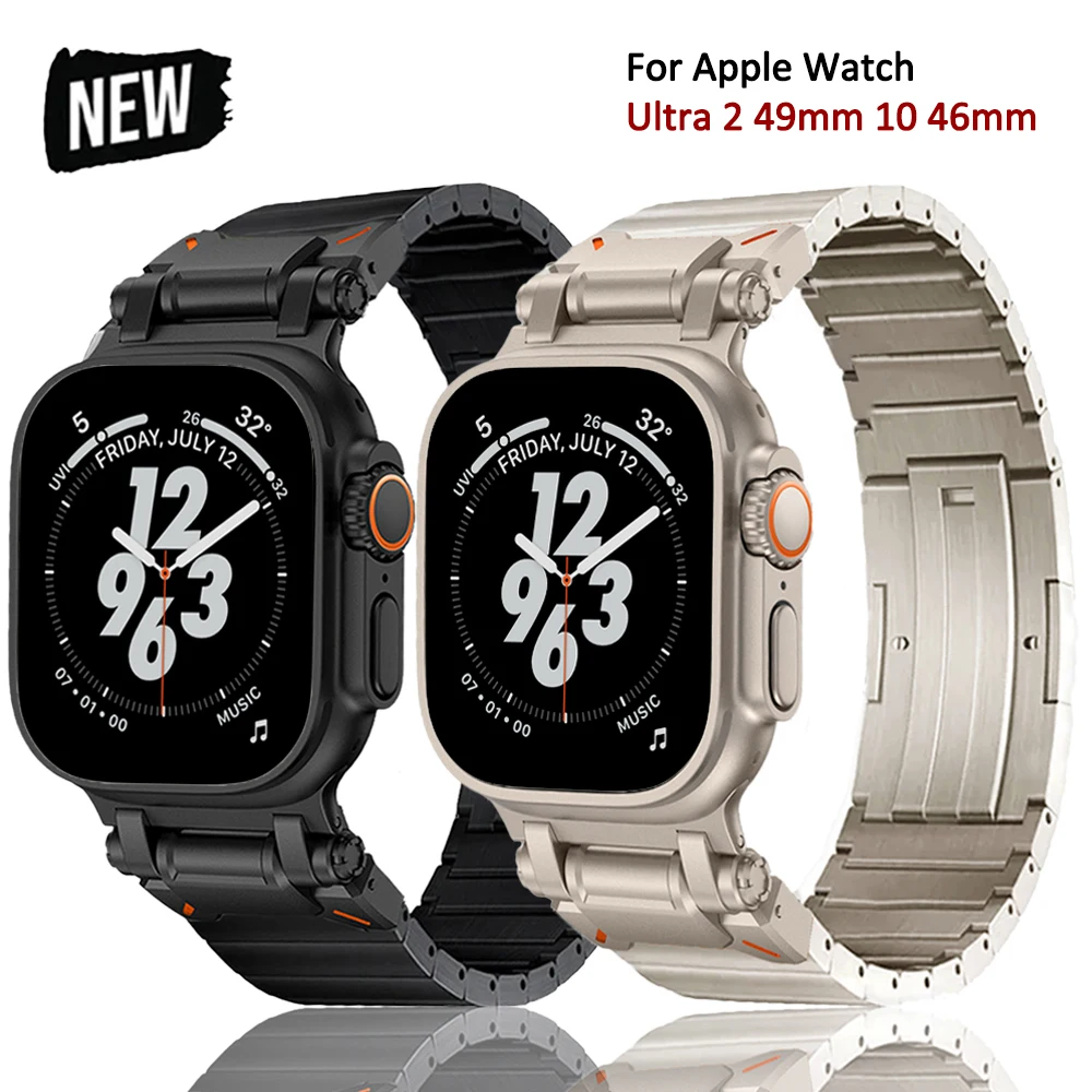 

Ultra Titanium Bracelet for Apple Watch Ultra 2 49mm 46mm 44mm 45mm Luxury Straps for iwatch 10 9 8 7 6 5 4 SE Metal Band Correa