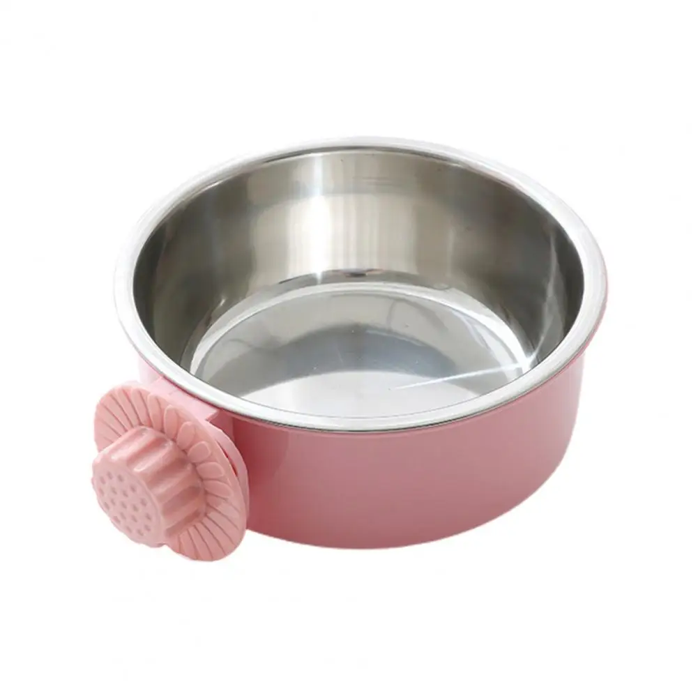 Cat Bowl Space-saving 2-in-1 Pet Bowl Set Anti-spill Hanging Design with Siphon Principle Stainless Steel Drinking Bowl for Dogs