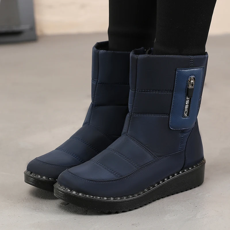 Rimocy Non-Slip Waterproof Snow Boots for Women 2024 Winter Warm Cotton-Padded Shoes Woman Platform Thicked Plush Ankle Boots image 4