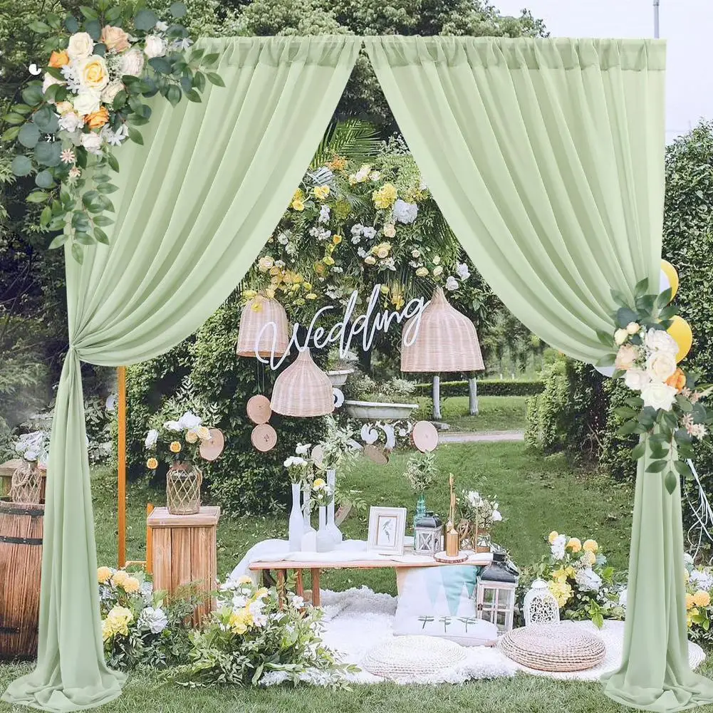 

Chiffon Wedding Curtain Elegant Wedding Arch Drape Curtain Set for Ceremony Reception Decor Chiffon Fabric Draping for Banquets