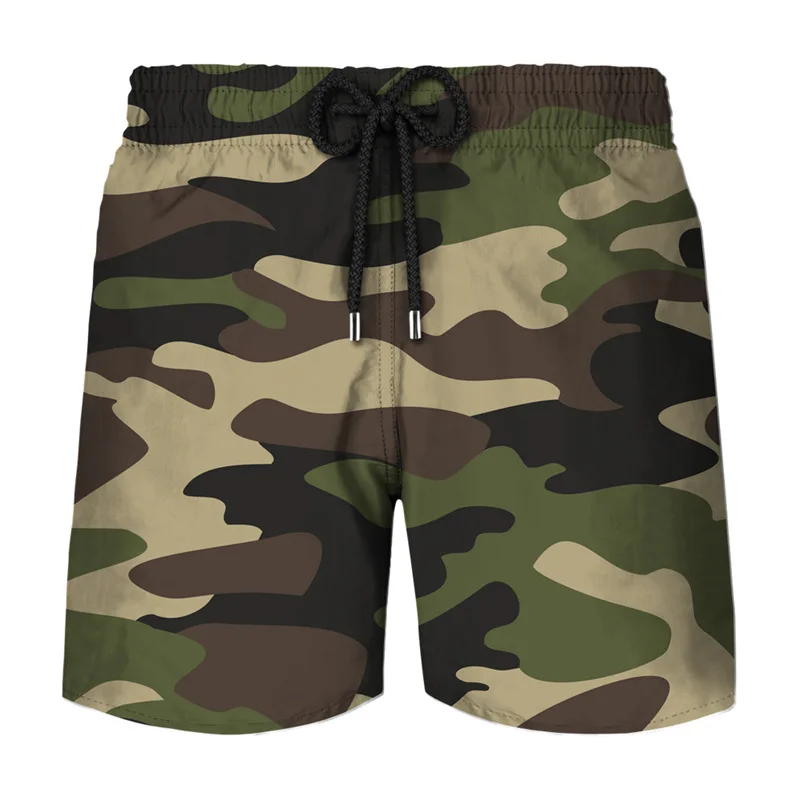 Calções de tabuleiro de camuflagem clássicos masculinos, estampados em 3D, calção de secagem rápida, calções de gelo frios, moda infantil, verão