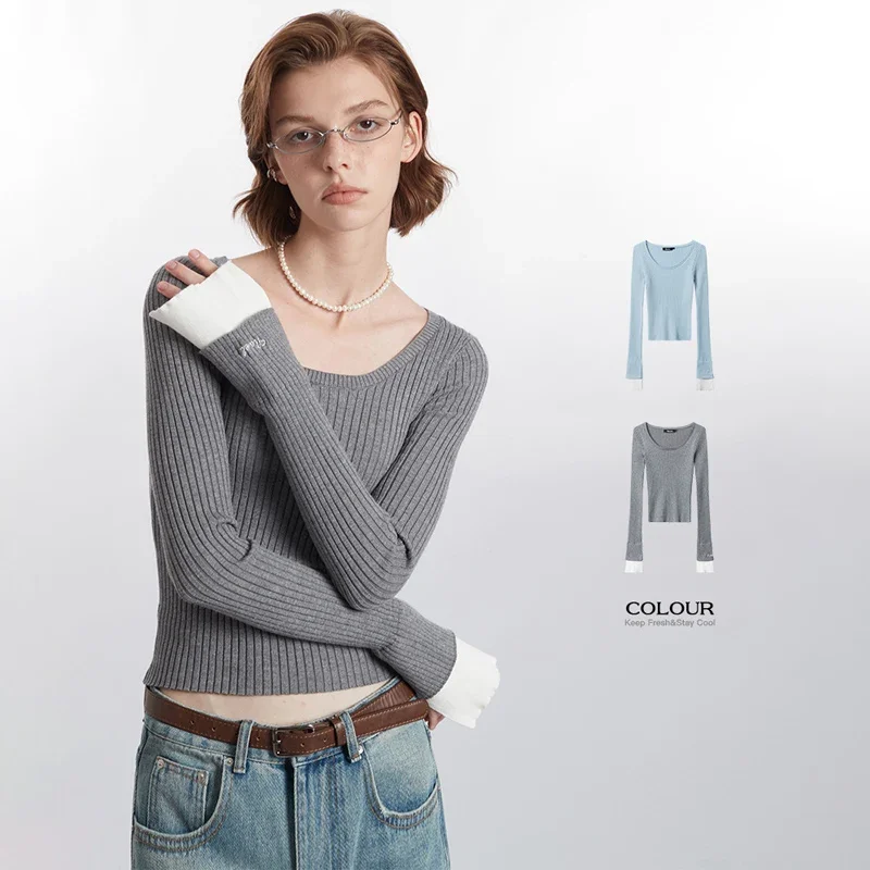 CASUMANL Brand Tight Striped Knitwear Females Autumn Winter New Solid Color Casual Sweaters for Womens Office Fashion Clothes