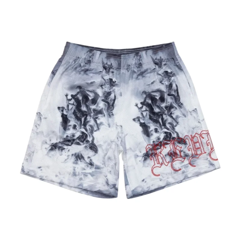 

Мужские повседневные сетчатые шорты в стиле барокко с классическим художественным узором «Небо и ад», летние пляжные шорты, дышащие, быстросохнущие