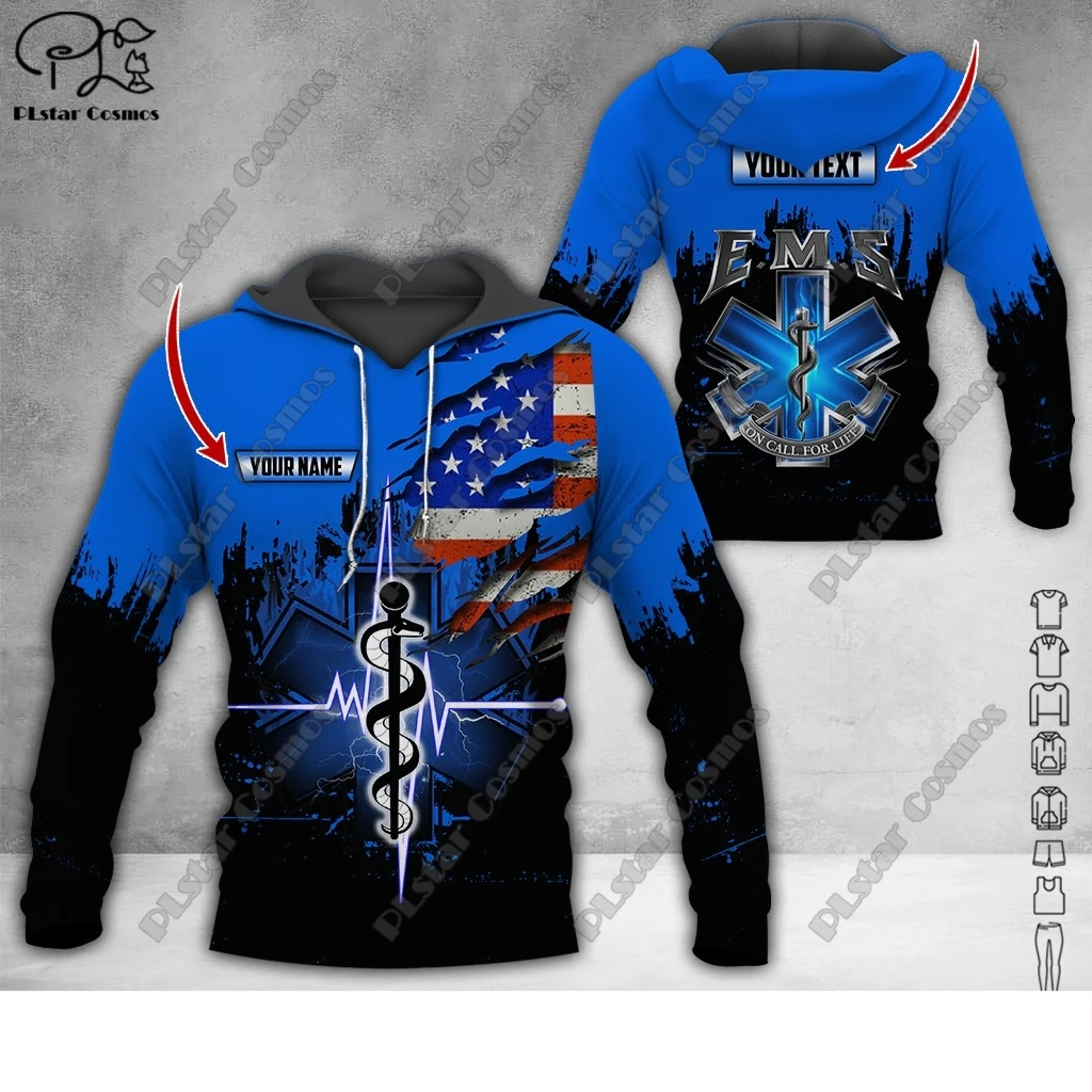 

Custom Name EMS Emergency Medical Service Uniform 3D Printing Hoodie Street Women Men Pullover/Sweatshirt/Zip Hoodie A5