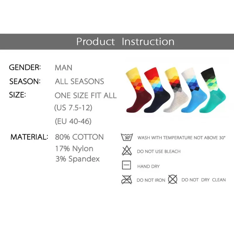 5/10 Pairs Lot Pack Set Men Women Business Classic Socks Lover Christmas Cartoon Funny Geometric Happy Cotton Socks High Quality