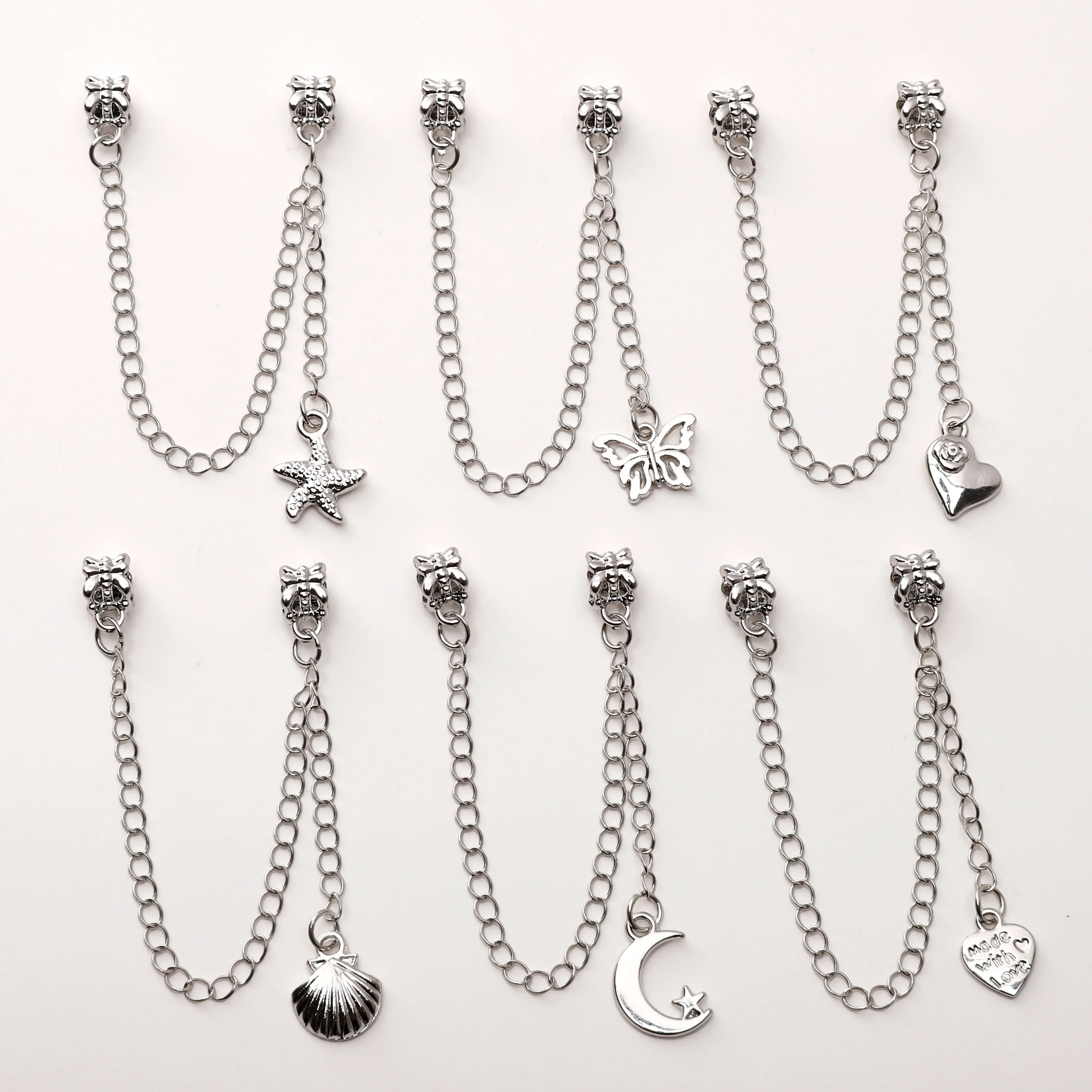 

1pc Safety Chain Clasp Clip Charms Starfish Butterfly Moon Shape Pendant For Women Girls DIY Bracelet Jewelry Making Accessories